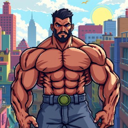 Unleash Your Creativity: Muscular Pixel Art Hero