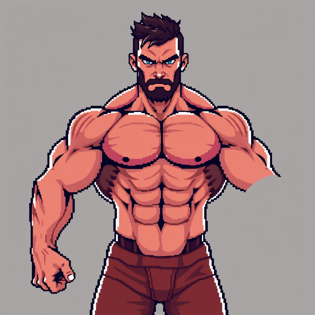 Unleash the Power: Pixel Art Muscular Man