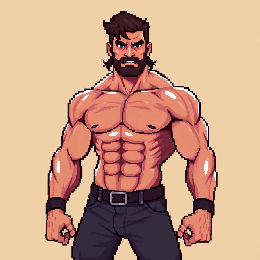 Unleash the Power: Pixel Art Muscular Man