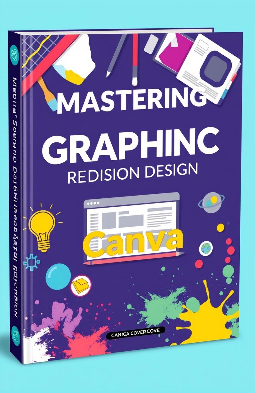A visually appealing eBook cover design tutorial for Canva, featuring sleek and modern graphic design elements