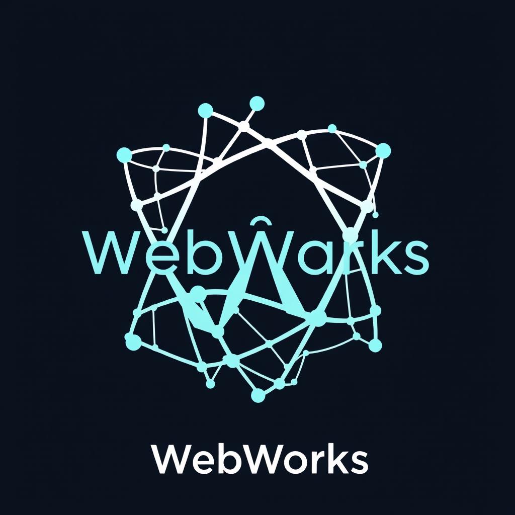 A logo design for 'WebWorks' featuring intricate, interconnected web patterns that symbolize web development and digital solutions