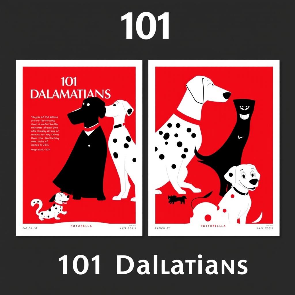 A series of 4 posters inspired by the animated movie '101 Dalmatians'