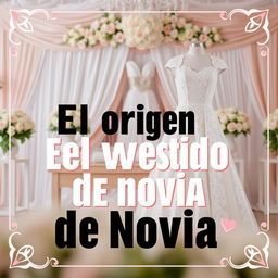 A vibrant and engaging YouTube thumbnail design showcasing the theme 'El origen del vestido de novia'