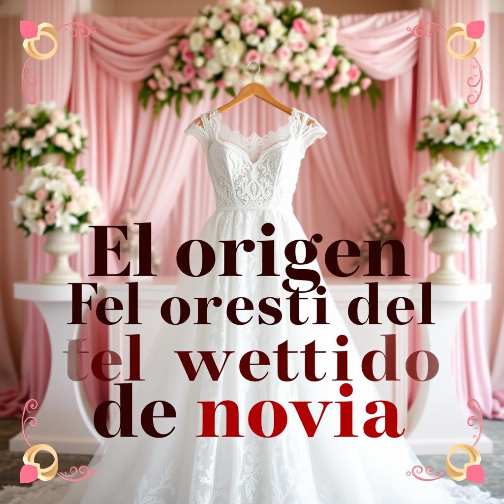 A vibrant and engaging YouTube thumbnail design showcasing the theme 'El origen del vestido de novia'