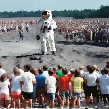 The crowd was agog with excitement as they witnessed the historic moon landing.