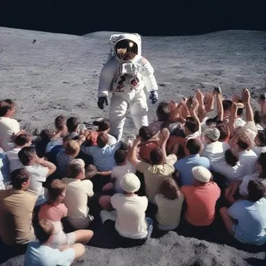 The crowd was agog with excitement as they witnessed the historic moon landing.