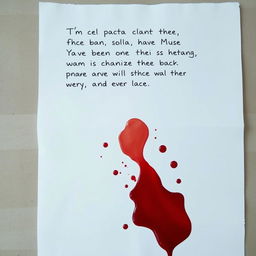 A sheet of white paper with a handwritten text in common language, conveying a mundane message
