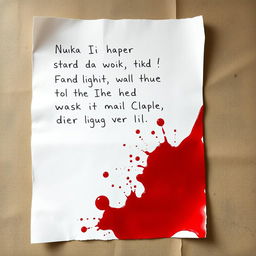 A sheet of white paper with a handwritten text in common language, conveying a mundane message