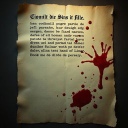 A realistic depiction of an old, worn sheet of paper featuring faded text in common language, with the text being indecipherable
