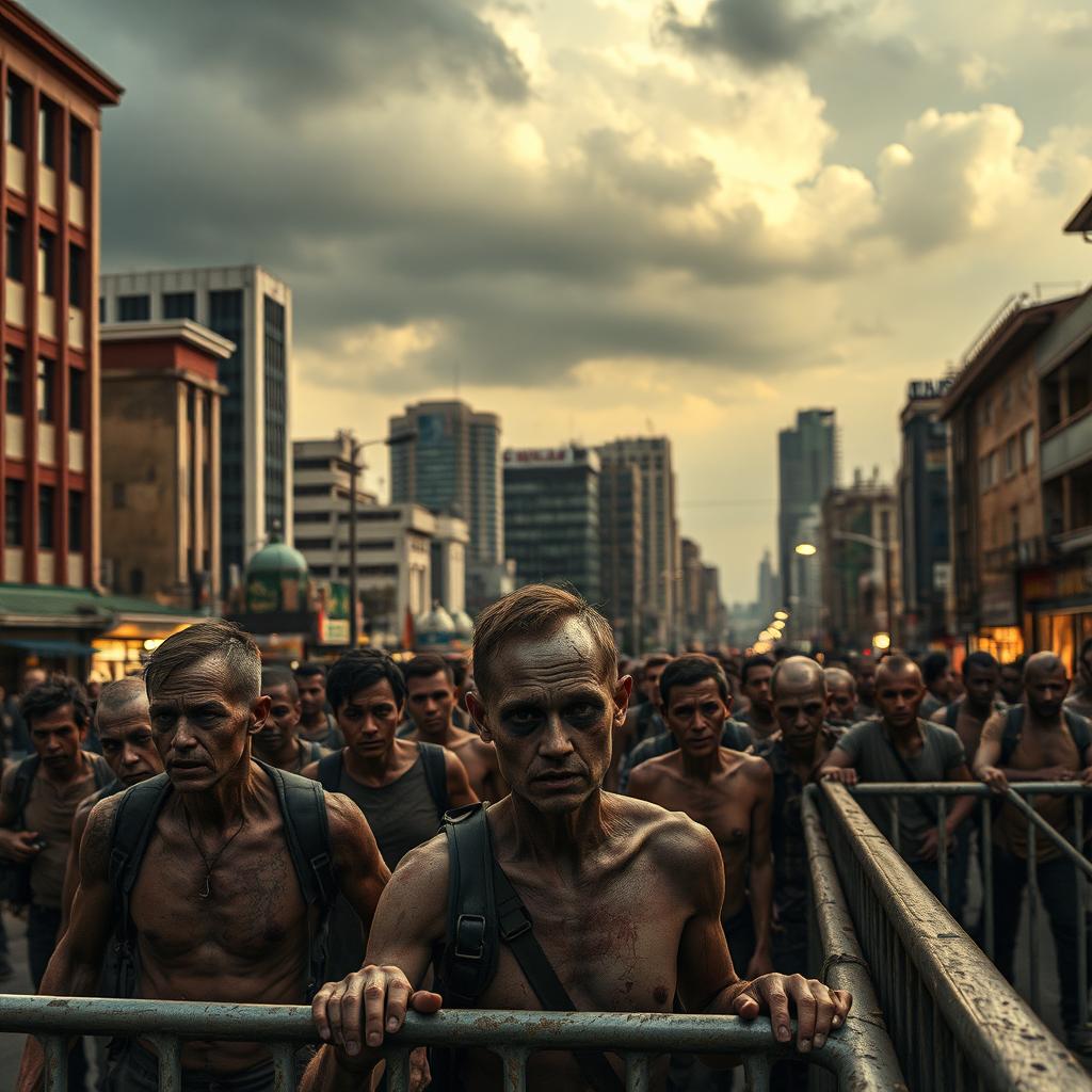 A gripping scene set in the heart of Johannesburg, capturing the essence of a city grappling with a viral outbreak