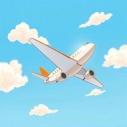 A simple painting of an airplane flying in a beautiful sky, illustrated with clear details