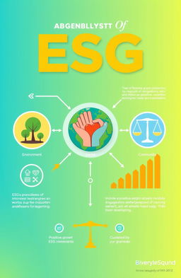 A vibrant and engaging infographic representing the concept of ESG (Environmental, Social, and Governance)