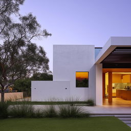 Minimalist architecture masterpiece house with three spacious bedrooms and a large open-concept living room