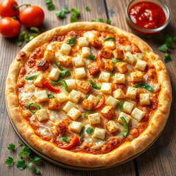A deliciously baked pizza showcasing a golden brown crust that is perfectly crisp and inviting
