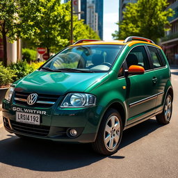 A 2008 dark green Volkswagen Gol Power from Argentina with an orange roof