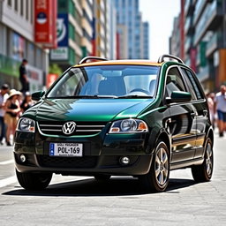 A 2008 Volkswagen Gol Power from Argentina, featuring a striking dark green and black color scheme with an orange roof