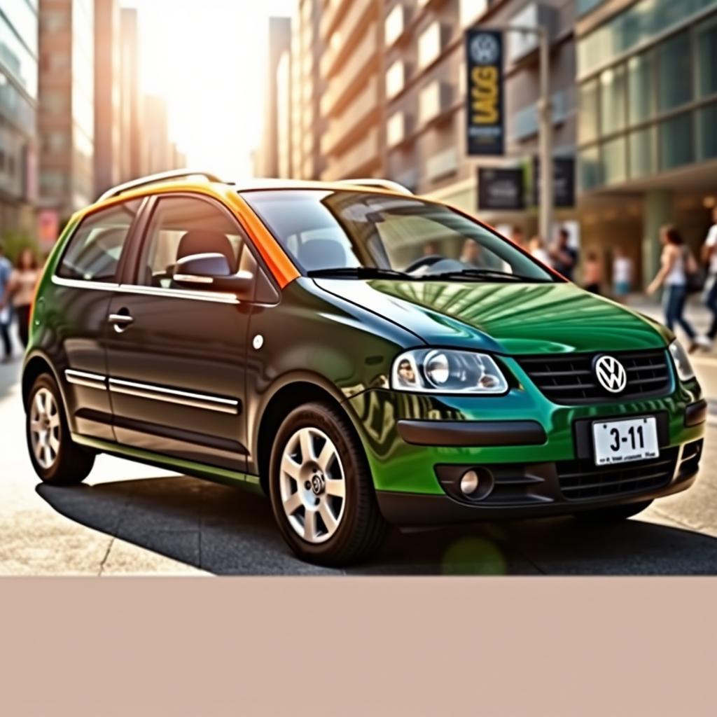 A 2008 Volkswagen Gol Power from Argentina, featuring a striking dark green and black color scheme with an orange roof