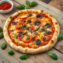 An enticing pizza that has been expertly baked to a perfect golden brown, showcasing a crust that is both crispy and tender
