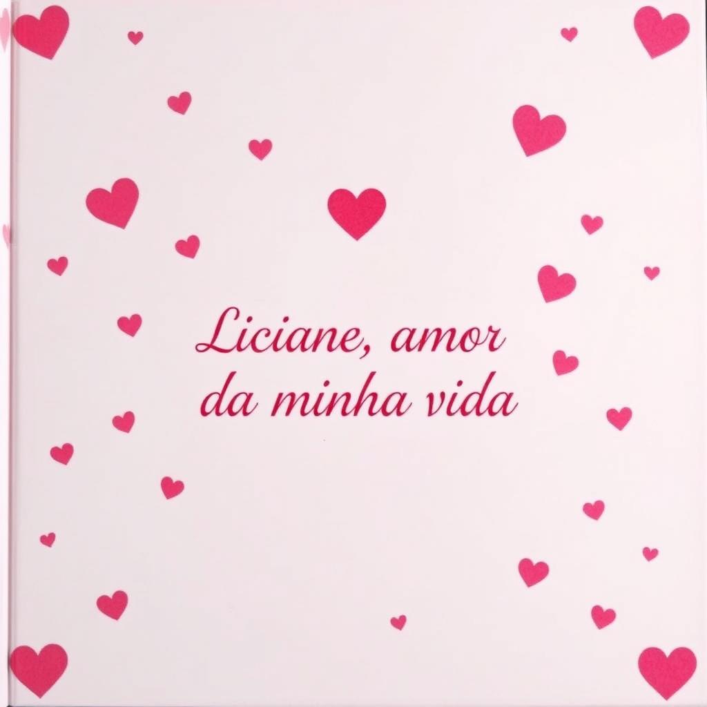 A soft light pink background, adorned with small, darker pink heart images scattered throughout the design