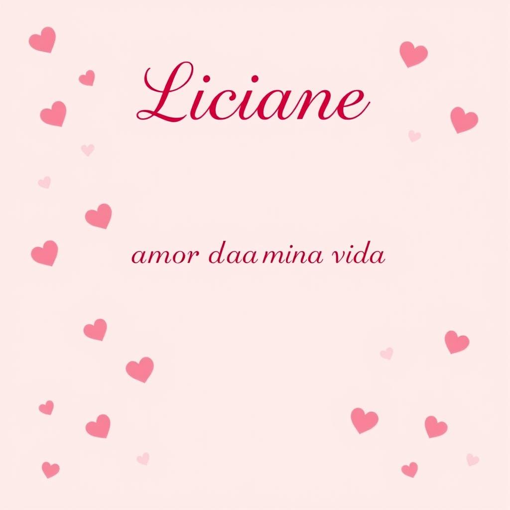 A promotional cover design in soft light pink color, adorned with small darker pink heart shapes scattered throughout the background