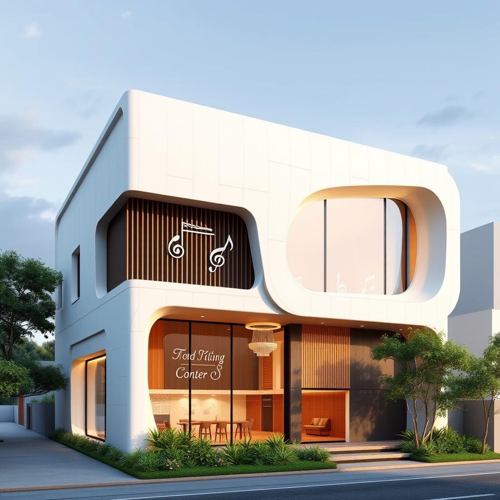 A concept design of a two and a half storey building harmoniously combining the disciplines of teaching, music, and badminton