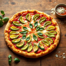 A visually stunning capsicum pizza, featuring a golden-brown crust that is perfectly baked with a crispy, airy texture