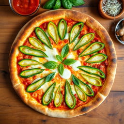 A visually stunning capsicum pizza, featuring a golden-brown crust that is perfectly baked with a crispy, airy texture