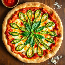 A visually stunning capsicum pizza, featuring a golden-brown crust that is perfectly baked with a crispy, airy texture