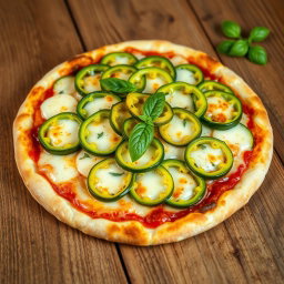 A visually appealing capsicum pizza loaded with fresh, crunchy slices of vibrant green capsicum layered generously over a bed of gooey, melted mozzarella cheese