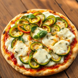 A visually appealing capsicum pizza loaded with fresh, crunchy slices of vibrant green capsicum layered generously over a bed of gooey, melted mozzarella cheese