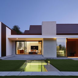 A minimalist house with three spacious bedrooms and an expansive living area