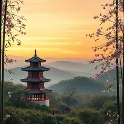 A captivating background inspired by Chinese culture, designed to be simple yet elegant for a TikTok profile photo