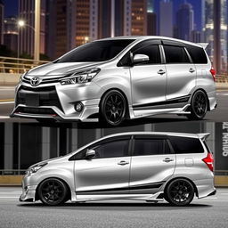 A modified 2013 Toyota Avanza showcasing a sleek, sporty design