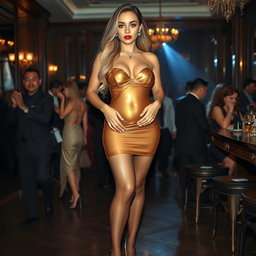 A full-length image of a stunningly beautiful 18-year-old light-skinned girl with soft, round facial features