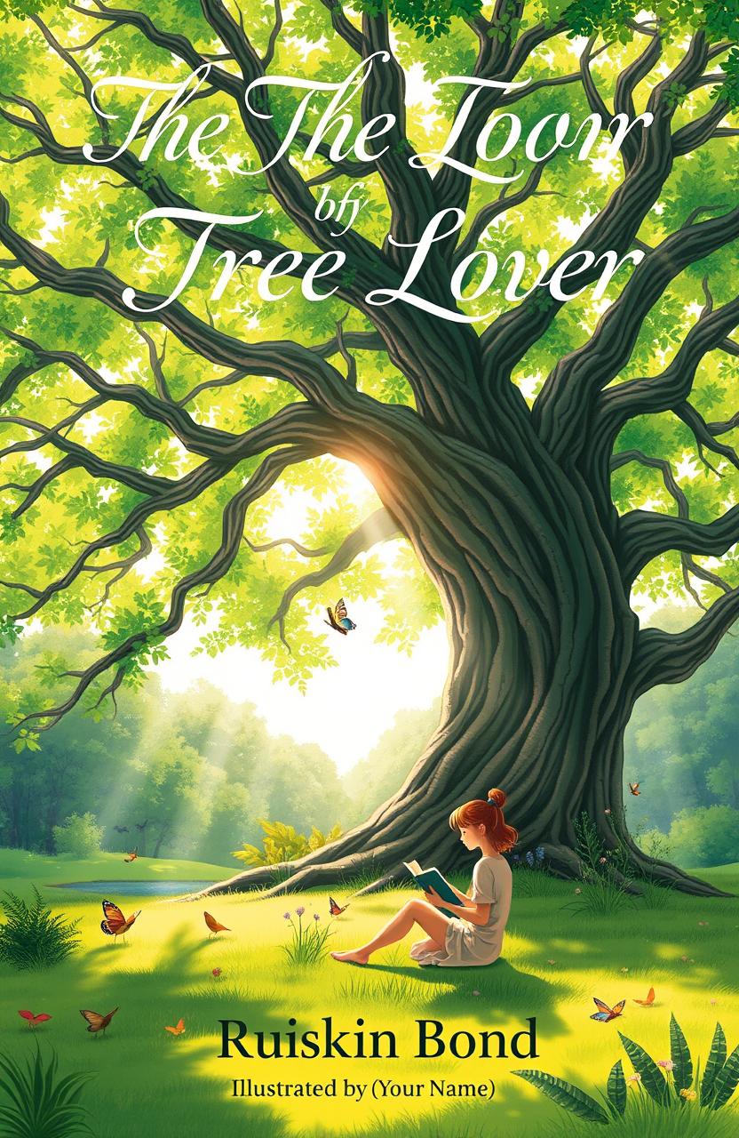A serene and enchanting book cover for 'The Tree Lover' by Ruskin Bond