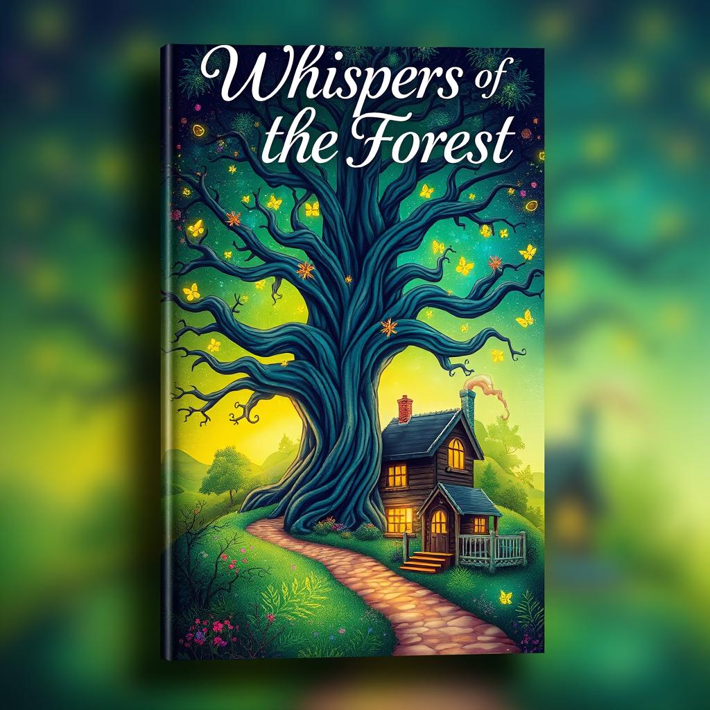 A visually appealing ebook cover design that features a whimsical, enchanted forest with vibrant colors