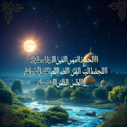 A captivating artistic depiction of the miraculous night journey known as Isra and Mi'raj, focusing on the verse 'Subhan alladhi asra bi'abdihi min al-masjid al-haram ila al-masjid al-aqsa'