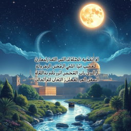 A captivating artistic depiction of the miraculous night journey known as Isra and Mi'raj, focusing on the verse 'Subhan alladhi asra bi'abdihi min al-masjid al-haram ila al-masjid al-aqsa'