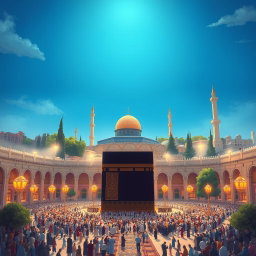 A breathtaking illustration capturing the spiritual journey from the Masjid al-Haram in Mecca to the Masjid al-Aqsa in Jerusalem