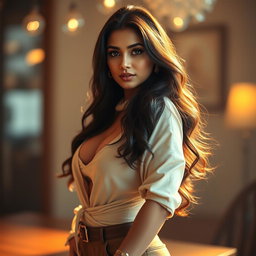 A glamorous portrait of a hot, sexy woman inspired by Samantha Akkineni, confidently posed to highlight her alluring figure