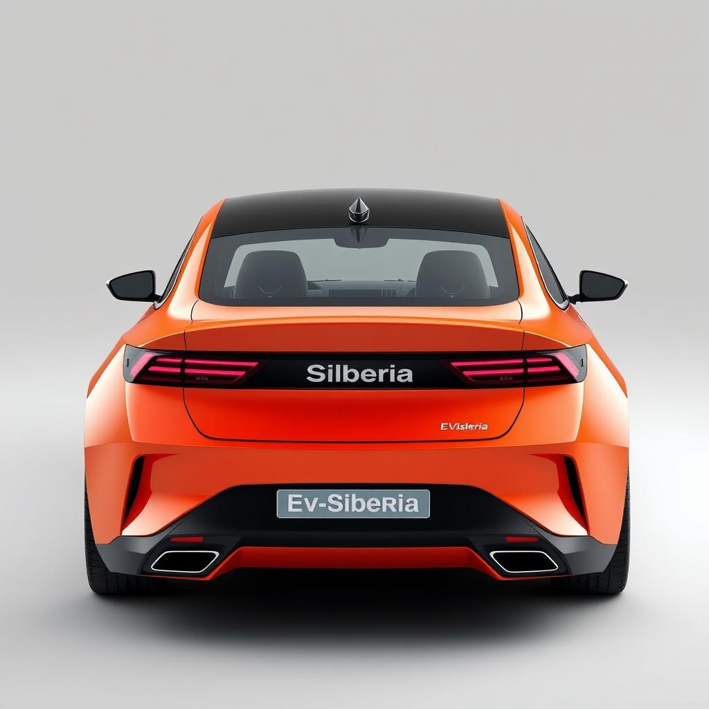 A hyper-realistic design of a unique sedan featuring a stylish rear section