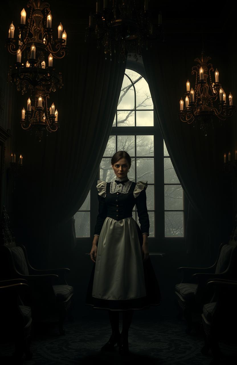 A mysterious dark palace interior, filled with opulent yet shadowy decor