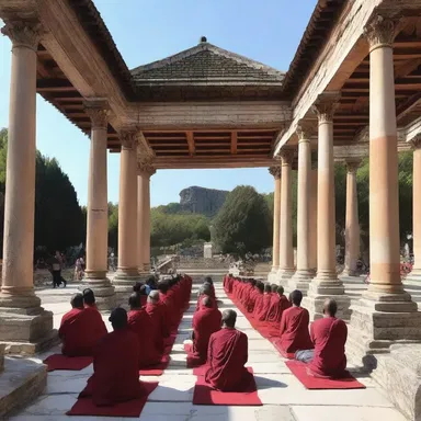 Devotees gathered in the agora to offer prayers and perform religious rituals.