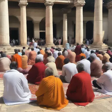 Devotees gathered in the agora to offer prayers and perform religious rituals.