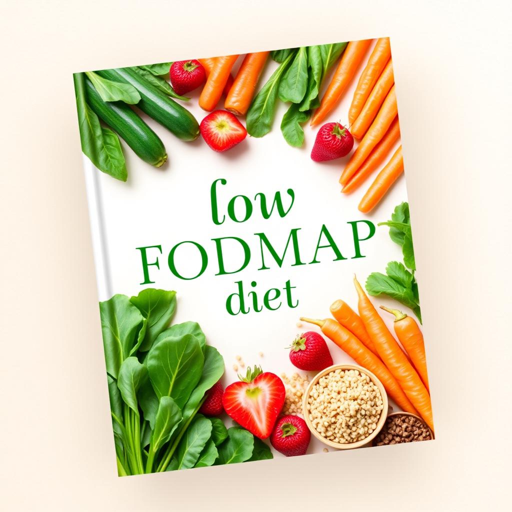 A visually appealing book cover design for a low FODMAP diet guide