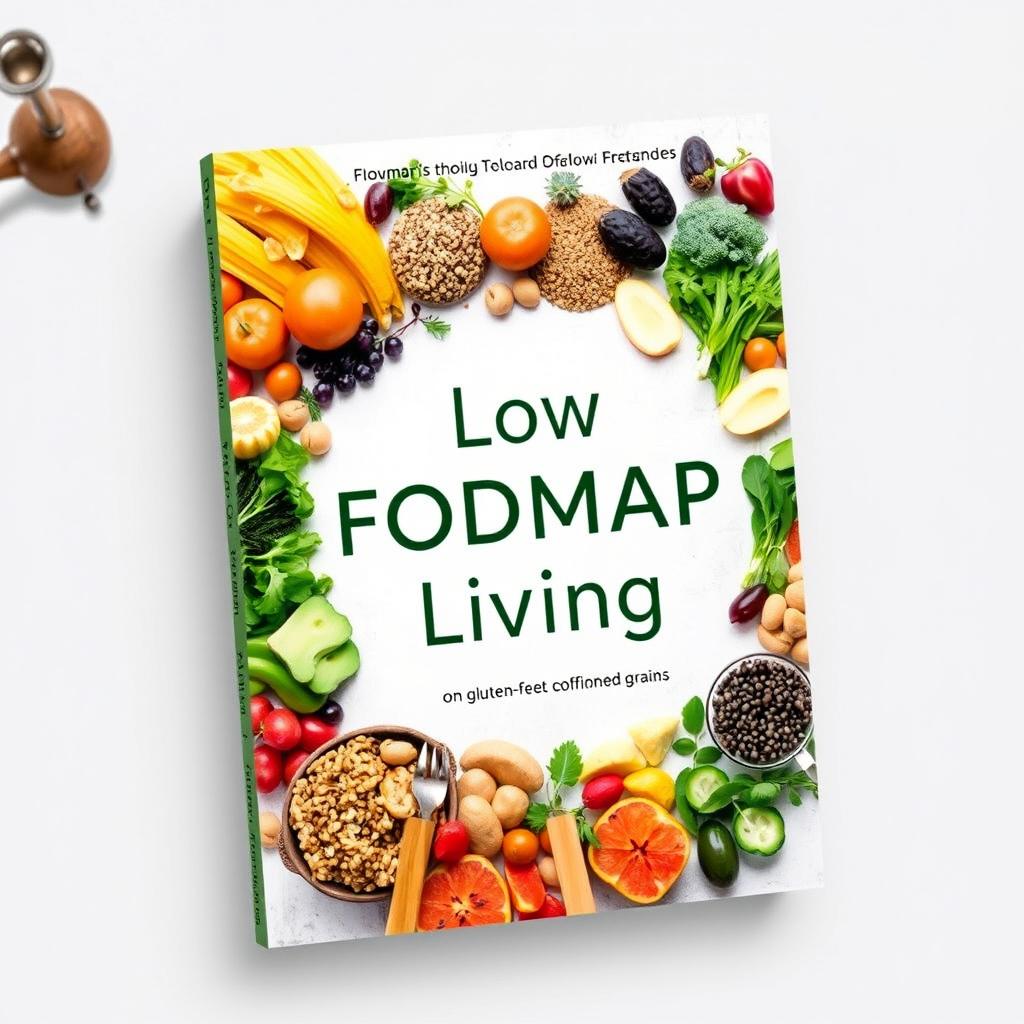 A beautifully designed book cover showcasing the themes of a low FODMAP diet