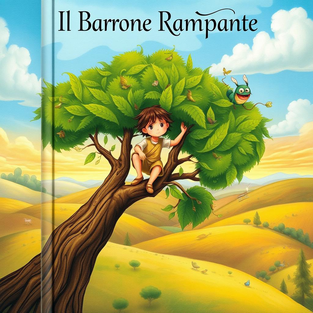 A beautifully illustrated book cover for the classic novel 'Il Barone Rampante' by Italo Calvino