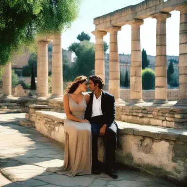 In the romantic movie, the couple met at the agora and fell in love.