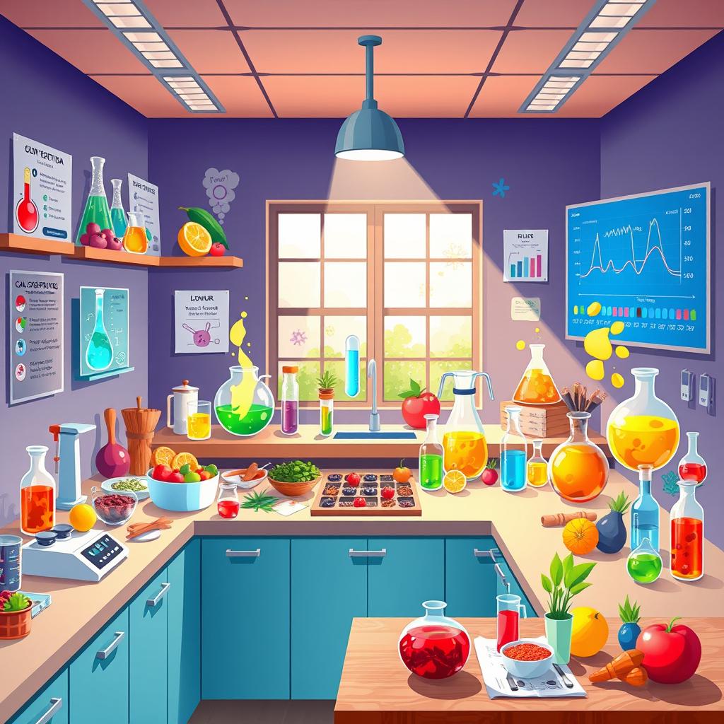 Cooking Meets Science: Vibrant Kitchen Illustration