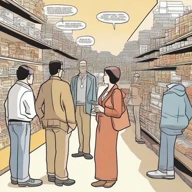 In the comic strip, the protagonist visits the agora to buy souvenirs for their friends.